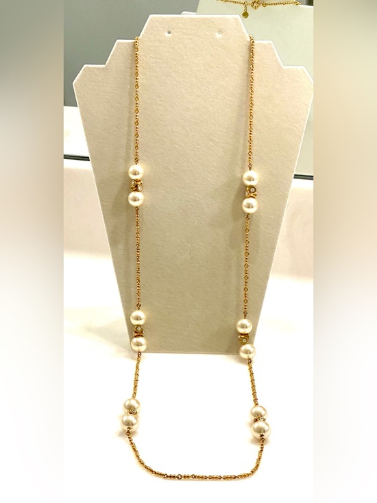 J. Crew Jewelry - J. Crew Long Gold-Tone Necklace with Ivory Pearls